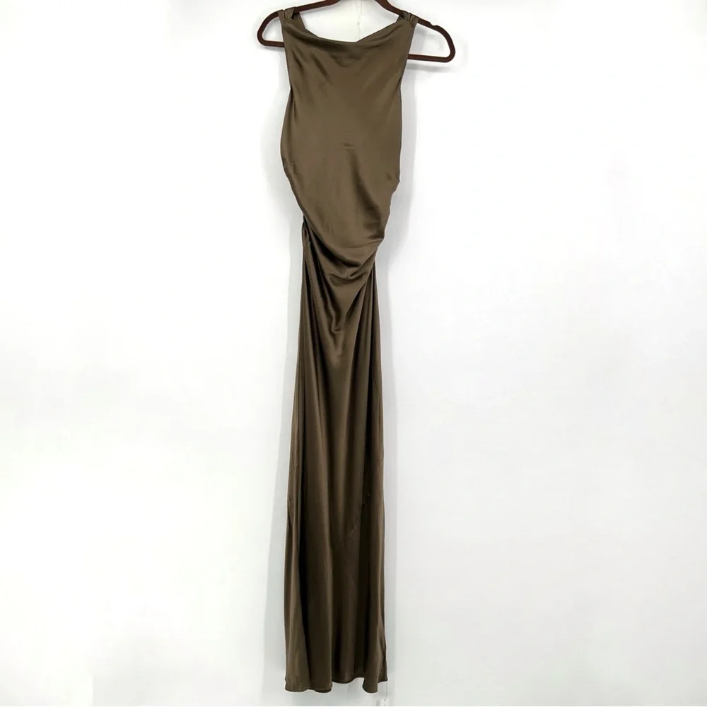 Reformation Elegant Satin Evening Gown Anaiis Silk Dress Morel NWT size 8 New - Picture 5 of 13